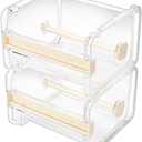 Molshine 2 Pack Transparent Desktop Multi Washi Masking Tape Storage Dispenser,Tape Cutter,Tape Roll Holder (Not Include Masking Tape) (Beige)