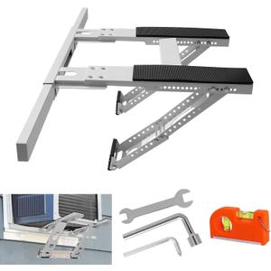 No Drilling Air Conditioner Bracket Adjustable Universal Window AC Support Bracket for Single/Double Hung Windows Heavy Duty Steel Holds Up to 200 lbs, for 5000-24000 BTU Units