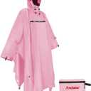 Andake Waterproof Rain Poncho for Adults Unisex,230T Ripstop Polyester,Raincoat Gear with Transparent Viewing Window Outdoors (One Size, Cherry Blossom)