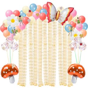 Cheerland Fairy Balloons Arch Kit Fairy Birthday Party Decorations Enchanted Forest Theme Woodland Party Supplies Butterfly Balloon Mushroom First Birthday Decorations Set Backdrop Garland Decor