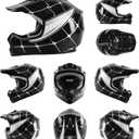 TCMT Youth Dirt Bike Helmet DOT Certified - Kids Full Face Motocross ATV Helmet with Goggles, Gloves and Helmet Bag for Off-Road, BMX, MX, Street Riding S