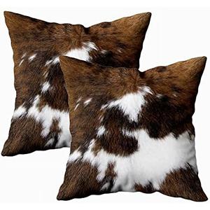 TOMWISH 2 Packs Hidden Zippered Pillowcase Christmas Cowhide Accent 20X20 Inch, Decorative Throw Custom Cotton Pillow Case Cushion Cover for Home