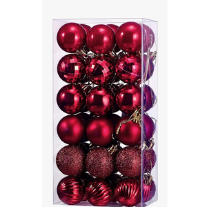 36 Pieces Christmas Ball Ornaments Shatterproof Christmas Decorations Tree Balls for Tree Ornaments Holiday Wedding Party Decoration Hooks 1.57 Inch (Burgundy)