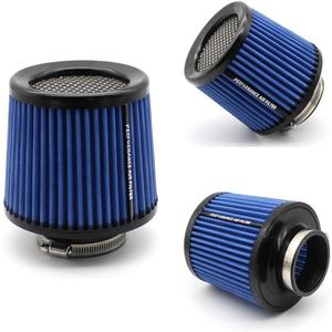 Cone Air Filter 3 inch Inlet, Premium 6.5" Tall High Airflow Mesh Top Clamp-on Short Engine Replacement, Washable Reusable Tapered Pod Filter, Universal Fit (Blue)