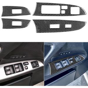 NVCNX Real Premium Carbon Fiber for Lexus IS250 is 250 IS350 2006 2007 2008 Accessories Car Door Inner Front Rear Window Lift Switch Button Panel Cover Interior Trim Sticker Decal 4PCs