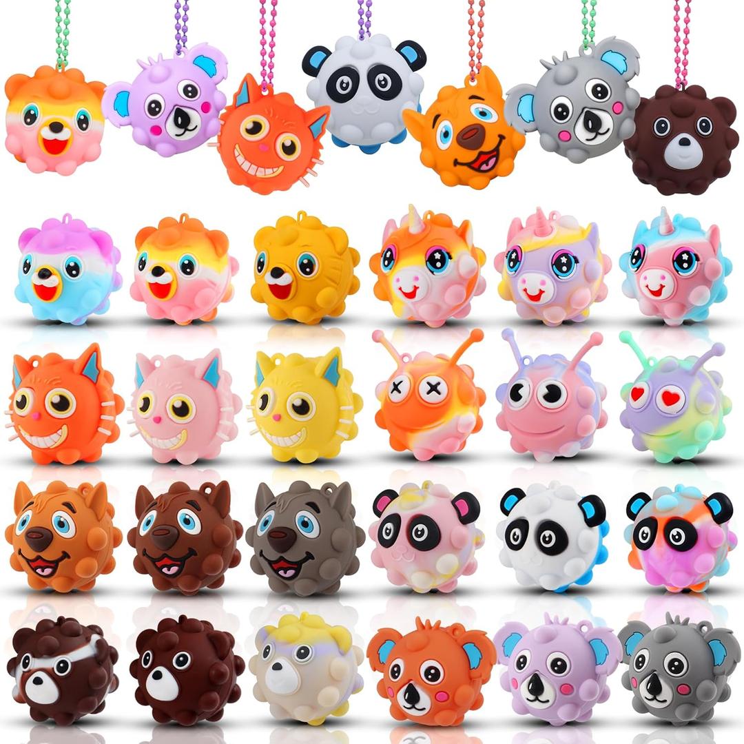 KissFree 24 PACK Animal Pop Balls Party Favors for Kids, 3D Pop Fidget Balls Toys Bulk, Gifts for Boys & Girls, Goodie Bag Stuffers, Pinata Stuffers, Treasure Box Toys, Prizes for Kids