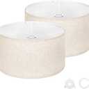 OUTON Beige Lamp shades Set of 2, Large Drum Lamp Shades for Floor Lamps, 16" Top x 16" Bottom x 9" High, Easy to Assemble, Replacement Linen Lampshades for Table Lamps & Bedside Lamps (1.65" Spider)