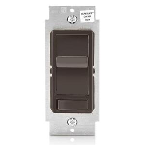 Leviton SureSlide Dimmer Switch for Dimmable LED, Halogen and Incandescent Bulbs, 6674-P0B, Brown