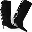 Modatope Knee High Boots Women Kitten Heels Tall Boots Pointed Toe Long Boot for Women, 9.5