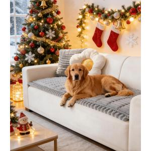 OTOB Dog Couch Covers for 3 Cushion Washable Non Slip Plush Pet Friendly Bed Mat Sofa Cover for Dogs, All Seasons Cozy Soft Fuzzy Furniture Protector Sofa Slipcovers (Gray, 27.6" x 59.1")