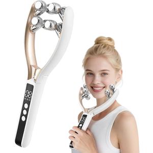 Double Chin Remover Roller, Electric V-Face Lifting Device with 3 EMS Modes, 9 EMS Levels, Face Massager for Large and Small Faces, Face Slimming