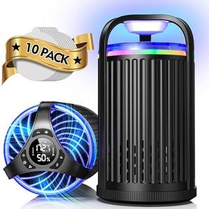 Fly Trap Indoor, 3 in 1 Fruit Fly Traps for Indoors Gnat Traps for House Indoor, Smart Flying Insect Trap Bugs Light Mosquito Catcher with 10 Refills, Ideal for Kitchen, Graden, RV, Office - Black