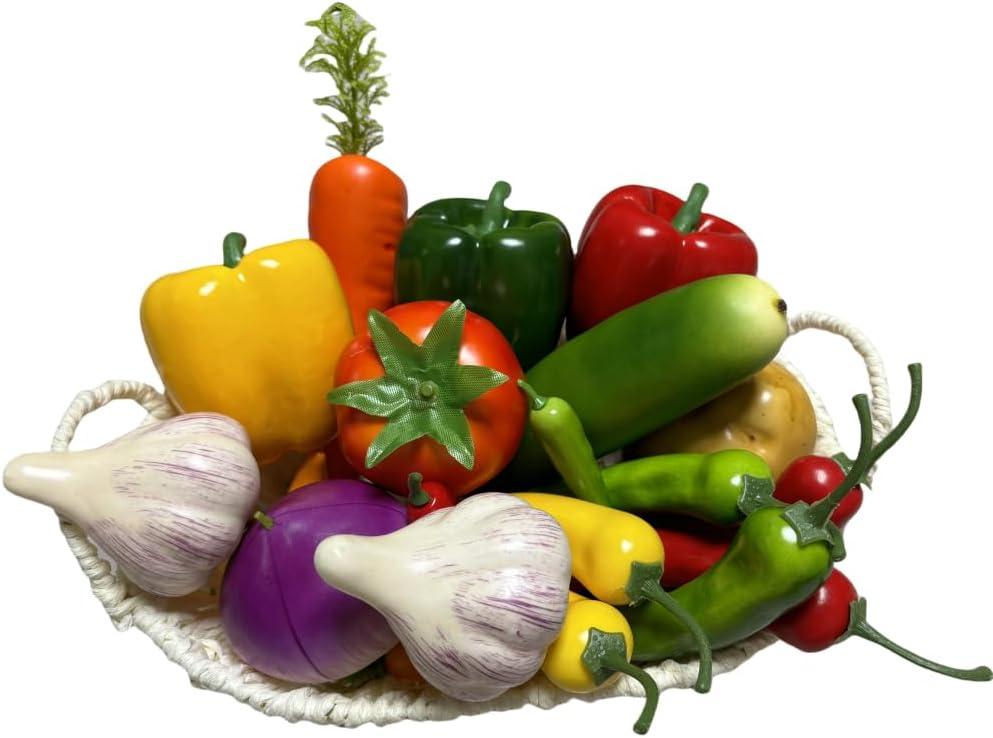 22pcs Realistic Artificial Fake Vegetables, Artificial Vegetables for Decoration, Home Kitchen Decor,PU Simulation Vegetable,Artificial Bell Peppers