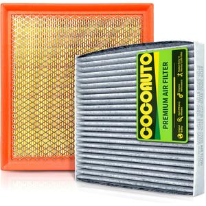 Engine & Cabin Air Filter Kit for Highlander 3.5L 2.7L Gas Only (2014-2019), Sienna 3.5L 2.7L Gas (2011-2020), Camry V6 3.5L Gas Only (2012-17), 178010p050, 8713930040 (Not for Camry 2.5L)