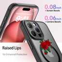 FUNMIKO for iPhone 14 Pro Case Military-Grade Protection & Wireless Charging - Trendy Floral Design for Women Girls, Non-Slip Matte Phone Cover with Shockproof Corners - Blooming Red Rose