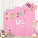 WEERRW Pink Arch Backdrop Cover Ballon Arch Stand Covers Set of 3 Spandex Fitted Round Top Chiara Stretchy Backdrop for Wedding Birthday Party Decoration(6FT, 6.6FT, 7.2FT)
