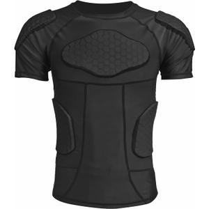 Mens Padded Compression Shirt Football Rib Protectors 6-Football Pads Chest Protector Padded Shirt Protective Gear for Football Baseball Basketball (3X-Large)