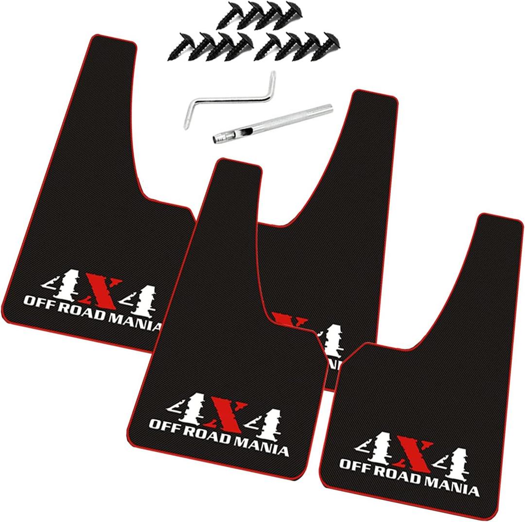 Large Size Universal Soft Glue Heavy Duty Splash Guards Mud Flaps Fenders - Dirt/Slush Protection, Easy Installation (4 Pcs Front/Rear Tires) Fit for Truck, Off-Road Vehicle, Large, Van (4X4) Large Size Universal Soft Glue Heavy Duty Splash Guards Mud Flaps Fenders - Dirt/Slush Protection, Easy Installation (4 Pcs Front/Rear Tires) Fit for Truck, Off-Road Vehicle, Large, Van (4X4)