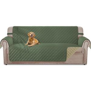 HOMERILLA Reversible 3 Cushion Couch Cover for Dogs Water Resistant Washable Pets Furniture Protector Sofa Cover with Elastic Straps (68" Sofa, Army Green/Khaki)