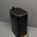 CEROELDA Small Bathroom Trash Can with Lid Soft Close-5L/1.3 Gal Slim Garbage Can-Metal Step Wastebasket-Rectangle Narrow Waste Bin for Office, Bedroom, Toilet, Live Room-Black