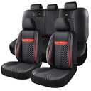 Kaisaatti PU Leather Car Seat Covers Full Set – Waterproof seat Cover for Cars，3D Foam Support Automotive seat Covers ，Airbag Compatible, Universal Fit for Cars SUVs Trucks Sedans（Black/Red）