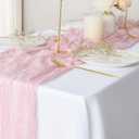 2 Pack Blush Cheesecloth Table Runners, 10Ft Baby Brown Gauze Table Runner Romantic Wedding Cheese Cloths Decor for Bridal Baby Shower Engagement Party Mother's Day Decorations