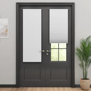 LazBlinds Cordless Cellular Shades for French Doors, No Drill French Door Blinds for Privacy, Blackout Light Blocking Honeycomb Shades for Sliding Doors Front Door Patio, 1 Pack, 12" W x 40" H, White