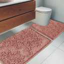 Bathroom Rugs Chenille Bath mat 2 Piece Set, Super Absorbent, Strong PVC Non Slip Backing, Bath mats for Bathroom, Plush Shaggy, Thick, Machine Washable, Bathtub, Toilet.(Deep Pink) size 30*18, 19*19