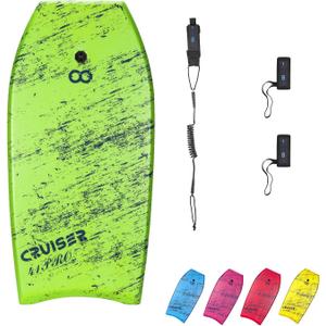 WOOWAVE Bodyboard 41-inch Super Lightweight Body Board with Coiled Wrist Leash, Swim Fin Tethers, EPS Core and Slick Bottom, Perfect Surfing for Kids Teens and Adults