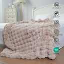 Super Comfort Oversized Warm Thick Bubble Luxury Plush Rabbit Faux Fur Throw Blanket, Fluffy Blanket, Soft Cozy Blanket for Couch Chair Bed Sofa Living Room (Wheat, 60inX80in)