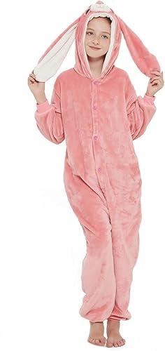 ABENCA Easter Bunny Onesie Pajamas for Unisex Adult Cartoon One Piece Animal Rabbit Halloween Christmas Cosplay Costume (Pink Bunny, Large)