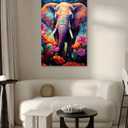 LYUNSHUO Elephant Canvas Wall Art Colorful Animal with Flowers Pictures Print Africa Wildlife Painting Modern Artwork for Home Wall Decor Ready To Hang(Elephant-11,16.00"x24.00")