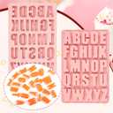 2 x 26 Cavities Silicone Letter Mold for Baking, Chocolate Letter Mould Alphabet Crayon Mold Non-Stick Large Depth Chocolate Letter Stencil for Making Candy Cake Biscuit Dessert (Pink)