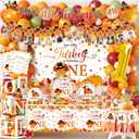 Our Little Turkey Is Turning One Decoration,Little Turkey 1st Birthday Decorations Plates and Napkins Cups Tablecloth Banner Backdrop Honeycomb for Thanksgiving Decorations 1st Birthday Supplies