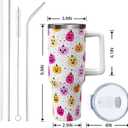 Halloween Pumpkin 40 oz Tumbler with Lid Handle and Straw Spooky Pumpkins Stainless Steel Double Walled Insulated Cups Halloween Travel Mug Gifts for Men and Women (1PC)