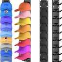 Hat Organizer for Baseball Caps (2 Pack), Wall Mounted Hat Rack with Strong Adhesive & Screws, One-Piece Hat Holder Hanger Keeps Shape, Space-Saving Cap Organizer for Closet Door Bedroom (Black)