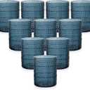 YOUBET 24PCS Plastic Hobnail Drinking Glasses - 14 Oz Blue Vintage Glasses Drinkware - Disposable Beaded Cups for Juice, Wine, Party