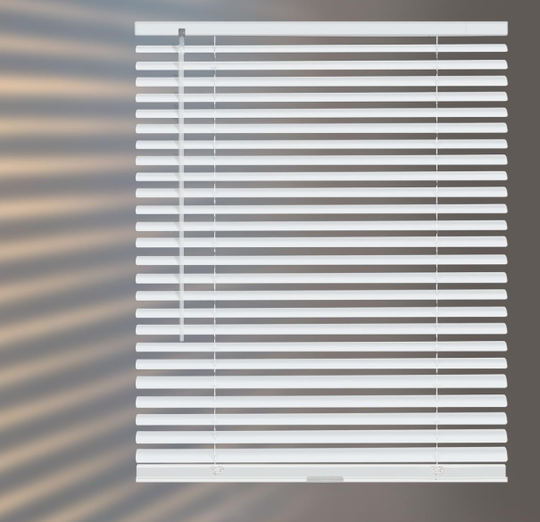 HIDODO Aluminum Mini Blinds for Windows Cordless Horizontal Window Shades for Light Adjustment, Metal Venetian Blinds Waterproof for Bedroom, Bathroom, 30" W x 48" H, White