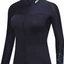 Wetsuit Top Women's 3mm Neoprene Wetsuits Jacket,Front Zipper Long Sleeves Diving Suit for Swimming,Snorkeling,Scuba Diving,Surfing (3FT-WM-M)