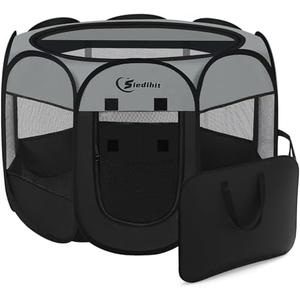 Dog Cat Playpen, Puppy Pet Playpen Indoor for Dog Crate Tent Cage Outdoor, Portable Pop Up Dogs Enclosure Kennel with Carrying Case for Dogs/Cats/Rabbits (Dark Grey, Medium)