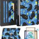 Kidcube for Samsung Galaxy Tab A9 Plus Case 11 Inch - for Women Girls Cute Rotating Stand Folio Cover with Pencil Holder & Card Slot Girly Cat Unique Design Blue Teen for Samsung A9 Plus Tablet Cases
