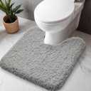 Toilet Rug U Shaped Grey 22x24 Machine Washable Non Slip Toilet Floor Mat Soft Plush Contour Rug for Bathroom Floor