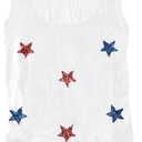 FAYALEQ American Flag Tank Top Women USA Star Sequin Sleeveless Tee Patriotic Shirt 4th of July Summer Vest Tops (X-Large)