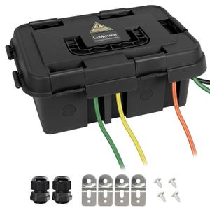 LeMotech Outdoor Electrical Box, Large IP55 Waterproof Connection Box with Handle, Extension Cord Cover w/8 Cable Seal Entry,for Outlet,Pool Pump,Timer,Power Strips,Holiday Light Decoration, Black