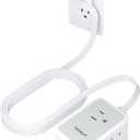 Ultra Thin Flat Extension Cord 10 FT, TESSAN Small Flat Plug Power Strip with 3 USB Charger (1 USB C), 3 Outlets Desk Charging Station, 10 Feet Long Slim Plug for Travel, Dorm Room, Office Essentials (Gray)