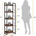 Hosfais 5 Tier Tall Bookshelf: Industrial Wood Book Shelf with Edge Protection Metal Narrow Bookshelf Bookcase Storage Organizer Display Rack for Living Room Home Office (Rustic Brown)