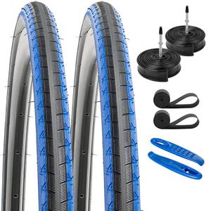YUNSCM 2-PCS 700C Road Bike Tires 700x28C/28-622 28x1 5/8x1 1/8 and 700 Heavy Duty Bike Tubes Presta Valve Compatible with 700x26C 700 x 28C 700x30C Bike Bicycle Tires and Tubes (Y-931)