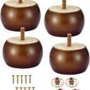 4PCS Wood Furniture Legs 2 inches Furniture Legs with Bolt Walnut Sofa Legs Couch Legs Replacement for Legs for Piano Bench, Chest-Turned-Coffee Table (Round Walnut)