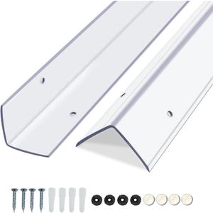 Clear Screws Installation Wall Corner Protectors, Thickened L-Shaped Furniture Edge Shields & Guards for Sharp Wall, Door Frame, Table (2pcs x 39.4L x 1.97W)