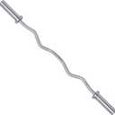 Fitvids Olympic EZ Curl Barbell Bar 47", 2-Inch Curl Bar for Weight Lifting, Hip Thrusts, Squat, Biceps-Home Gym Weight Bars, Chrome Curling Bars for 2 Inch Weight Plates